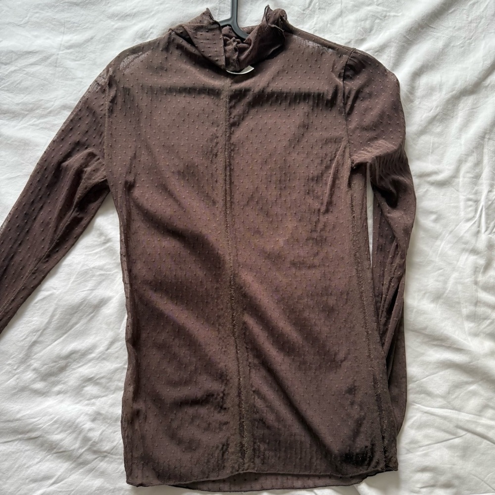 Free People Sheer Brown Mesh Top One Size